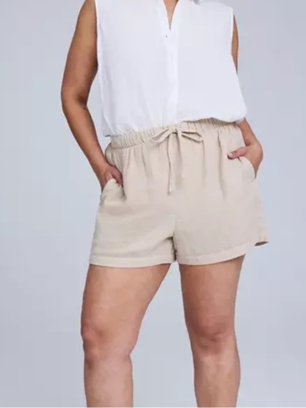 Torrid Plus Size Belle Isle High-Rise Pull-On Linen Short Tan Size 2X NEW